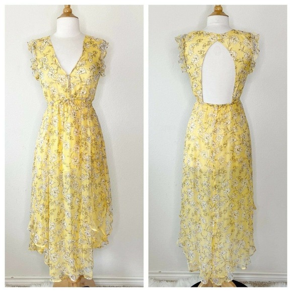 Rahi Uneven Hem Floral Open Back Dress - Picture 1 of 9